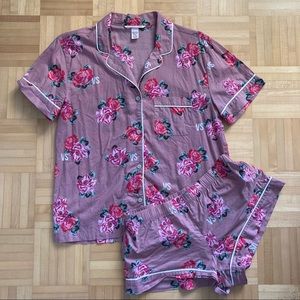 Victoria’s Secret pink rose floral lightweight cotton short pyjama set - XS 🌹